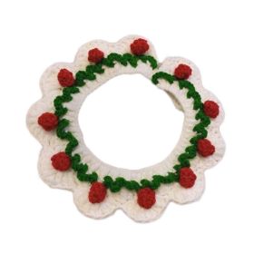 White Strawberry Pet Knitted Collar Handmade Crochet Necktie Collar Dog Necklace Pet Cute Scarf Bib