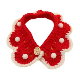 Red Handmade Pet Knitted Collar New Year Christmas Decoration Necklace Dog Rabbit Crochet Cute Scarf Bib