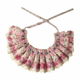 Handmade Floral Retro Style Violet Lace with beads Dog Collar Dog Necklace 8.2-11.2"