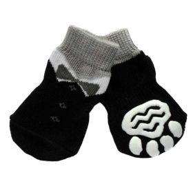 4 Pcs Black Suit Knitted Dog Socks Paw Protection for Puppy Indoor Wear