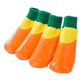 4 Pcs Knitted Dog Socks Waterproof Coated Socks Scratch Proof Protective Socks, Orange