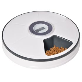 PawHut Automatic Pet Feeder 6 Meal Trays Digital LED Display Small Dogs Battery-Powered