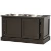Elevated Feeding Station with Two Stainless Steel Bowls and Storage, Coffee