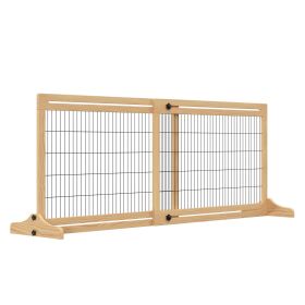 Freestanding Dog Gate Extra Wide 72" W x 27.25" H Barrier, Natural