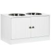 Large Elevated Dog Bowls with Storage Cabinet 44L Capacity, White