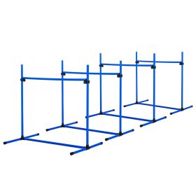 4 Piece Dog Agility Starter Kit, Blue Adjustable Jump Bars with Carry Bag