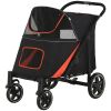 Foldable Dog Stroller up to 66lbs., with Storage, Mesh Windows, Black