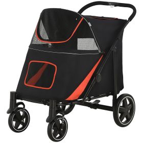 Foldable Dog Stroller up to 66lbs., with Storage, Mesh Windows, Black