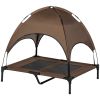 36" x 30" Elevated Portable Dog Cot/Bed with UV Protection Canopy Shade, Coffee