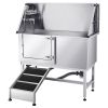 Stainless Steel Dog Washing Station, 50 inch Grooming Tub w/ Ramp