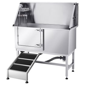 Stainless Steel Dog Washing Station, 50 inch Grooming Tub w/ Ramp