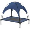 30" x 24" Elevated Portable Dog Cot/Bed with UV Protection Canopy Shade, Dark Blue