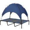 48" x 36" Elevated Portable Dog Cooling Cot/Bed with UV Protection Canopy Shade, Dark Blue