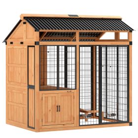 7' x 5' Extra Large Wooden Dog House, Kennel with Platform