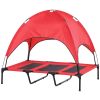 48" x 36" Elevated Portable Cooling Dog Cot/Bed with UV Protection Canopy Shade, Red