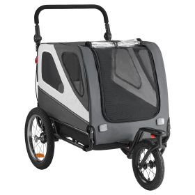 Dog Bike Trailer, Supports up to 100 lbs, 2-in-1 Stroller Cart Bicycle Carrier, Easy Folding Frame