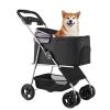 35 lbs Weight Capacity, Foldable Dog Stroller Cart with Mesh Windows