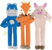 3 Pack No Stuffing Crinkle Squeaky Interactive Plush Dog Toys