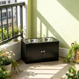 Large Elevated Dog Bowls with Storage Cabinet Containing Large 44L Capacity,