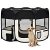 Foldable Dog Playpen Black & Cream Polyester and Steel Frame