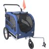 Dog Bike Trailer, Supports up to 100 lbs, 2-in-1 Stroller Cart Carrier, Easy Folding Frame