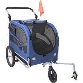 Dog Bike Trailer, Supports up to 100 lbs, 2-in-1 Stroller Cart Carrier, Easy Folding Frame