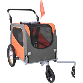 Dog Bike Trailer, Supports up to 66 lbs, 2-in-1 Stroller Cart Bicycle Carrier, Easy Folding Cart Frame