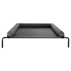 Elevated Large Dog Bed/Cot; Portable with Washable Pillow, Gray