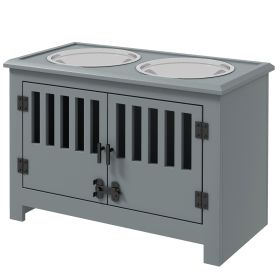 Dog Food Storage Cabinet & Dog Feeding Station with Bowls