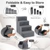 4-Step Dog Stairs with Storage -(200 kg Capacity), Dutch Velvet Comfort, 15"x6.5" Steps + 6" Step Height