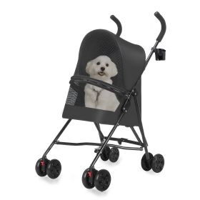 Small Dog Stroller with Mesh Ventilation, Lightweight Foldable Design with Cup Holder