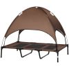 48" x 36" Elevated Portable Cooling Dog Cot/Bed with UV Protection Canopy Shade, Coffee
