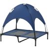 36" x 30" Elevated Portable Dog Cot/Bed with UV Protection Canopy Shade, Dark Blue