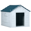 Plastic Dog House, Indoor Outdoor with Door Water Resistant Shelter, Blue
