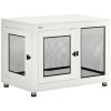 Dog Crate End Table with Water-resistant Cushion for Large Medium Dogs, White