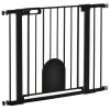 30"-41" Extra Wide X 30" H Dog Gate Barrier with Small Door, Safety Stair Pressure Fit,Black
