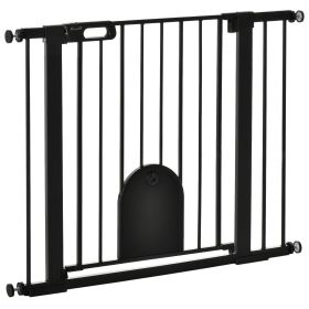 30"-41" Extra Wide X 30" H Dog Gate Barrier with Small Door, Safety Stair Pressure Fit,Black