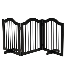 24"H Foldable Indoor Dog Fence, 3 Panels Freestanding Barrier with Support Feet, Black