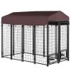 Outdoor Dog Kennel, Welded Wire Steel Fence, Rotating Bowl Holders