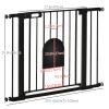 30"-41" Extra Wide X 30" H Dog Gate Barrier with Small Door, Safety Stair Pressure Fit,Black