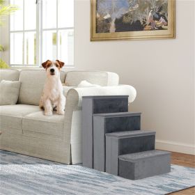 4-Step Dog Stairs with Storage -(200 kg Capacity), Dutch Velvet Comfort, 15"x6.5" Steps + 6" Step Height