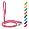 Rolled Leather Dog Leash 4Ft x 0.5 in Heavy Duty Leash; Pink Color