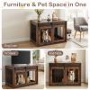 31.5" Dog Crate Furniture w/ Sliding Barn Door, Kennel End Table - Rustic Brown