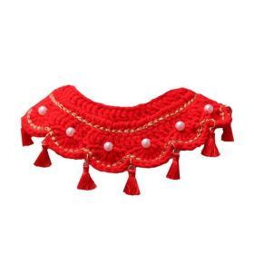 Handmade Knitted New Year Collar Dog Festive Tassel Necklace