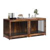 75" Dog Crate Furniture Extra Large Double Crate Furniture with Divider & Double Doors