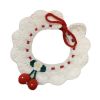 Handmade Knitted Dog Collar White & Cherry Necklace