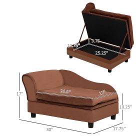 Dog Sofa Bed Couch with Storage, for Small Dogs, Brown