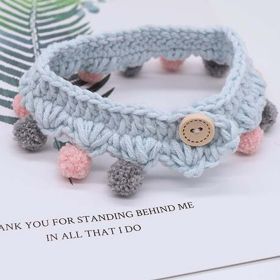 Blue Handmade Knitted Dog Collar: Ball Necklace