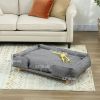 Raised Dog Couch with Washable Cushion and Anti-slip Foot Pads, Dark Grey
