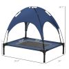 30" x 24" Elevated Portable Dog Cot/Bed with UV Protection Canopy Shade, Dark Blue